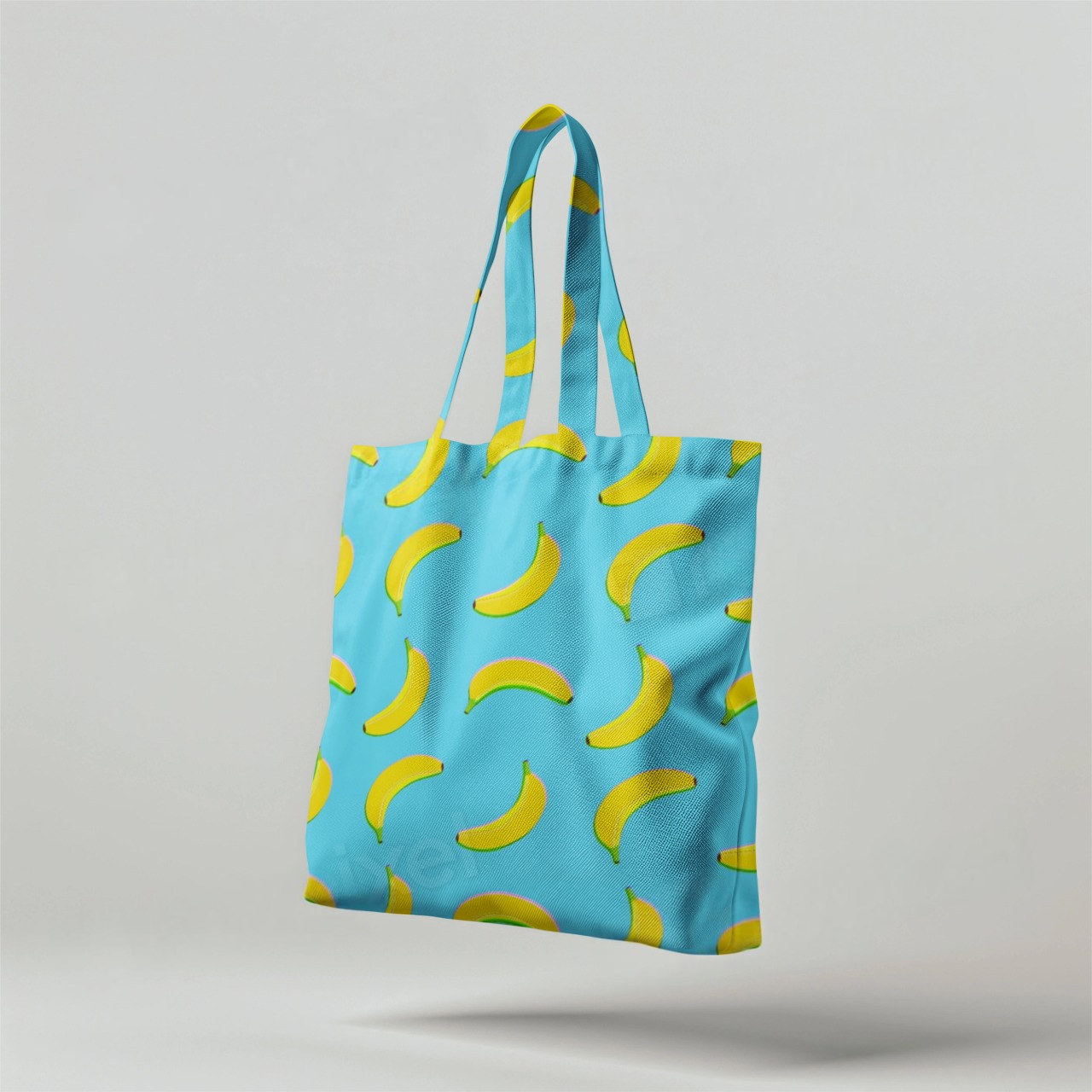 Tote bag Zipper - Banana in blue