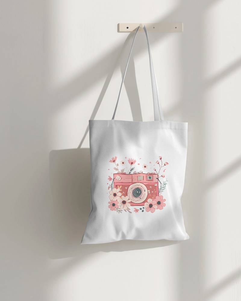 Unisex Tote Bag Zipper White Standard - Camera